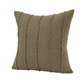Coussin décoratif 45 x 45 cm en tissu tissé vert kaki à franges style bohème