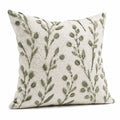 Coussin décoratif 45 x 45 cm tissu texturé écru vert motif végétal pour canapé style naturel