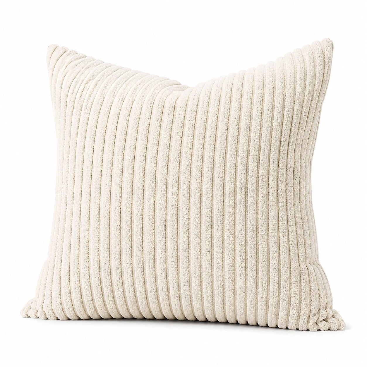 Coussin décoratif 45 x 45 cm en tissu côtelé écru pour canapé style moderne