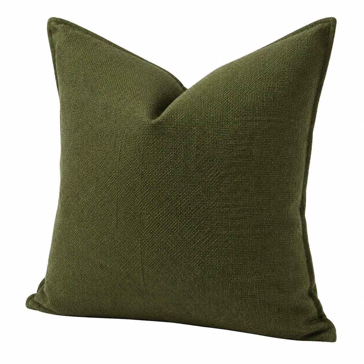 Coussin décoratif 50 x 50 cm en tissu texturé vert olive - carré souple