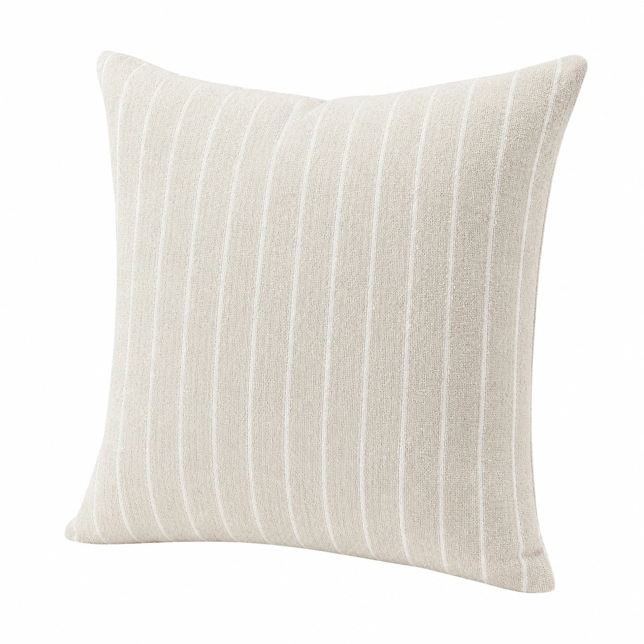 Coussin décoratif 45 x 45 cm en tissu beige à rayures tissées