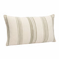 Coussin rectangulaire 50 x 30 cm en tissu écru rayé vert pour décoration intérieure