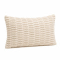 Coussin décoratif 50 x 30 cm textile écru à relief