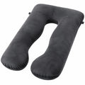 Coussin de corps en U 135 cm tissu doux gris foncé soutien intégral