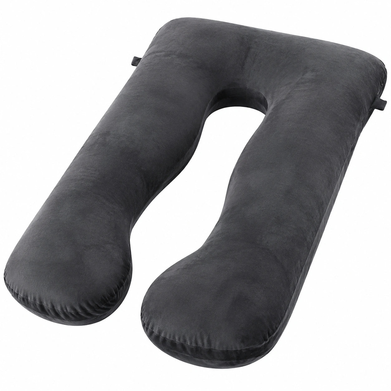 Coussin de corps en U 135 cm tissu doux gris foncé soutien intégral