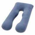 Coussin de grossesse en U 130 cm velours bleu soutien enveloppant