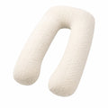 Coussin de grossesse en U 140 cm en tissu peluche blanc cassé soutien enveloppant