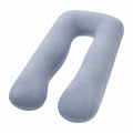 Coussin de grossesse en U 135 cm tissu doux gris bleu soutien enveloppant