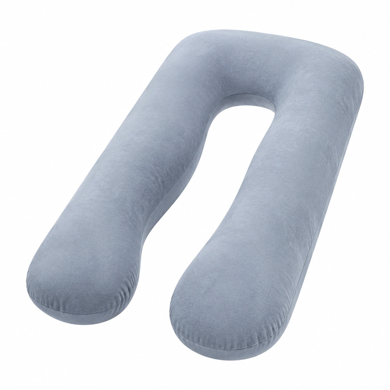 Coussin de grossesse en U 135 cm tissu doux gris bleu soutien enveloppant