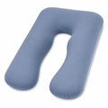 Coussin de grossesse en U 140 cm bleu en tissu doux soutien du corps