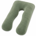 Coussin de grossesse en U 135 cm velours vert soutien enveloppant