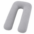 Coussin de grossesse en U 150 cm gris tissu synthétique soutien enveloppant