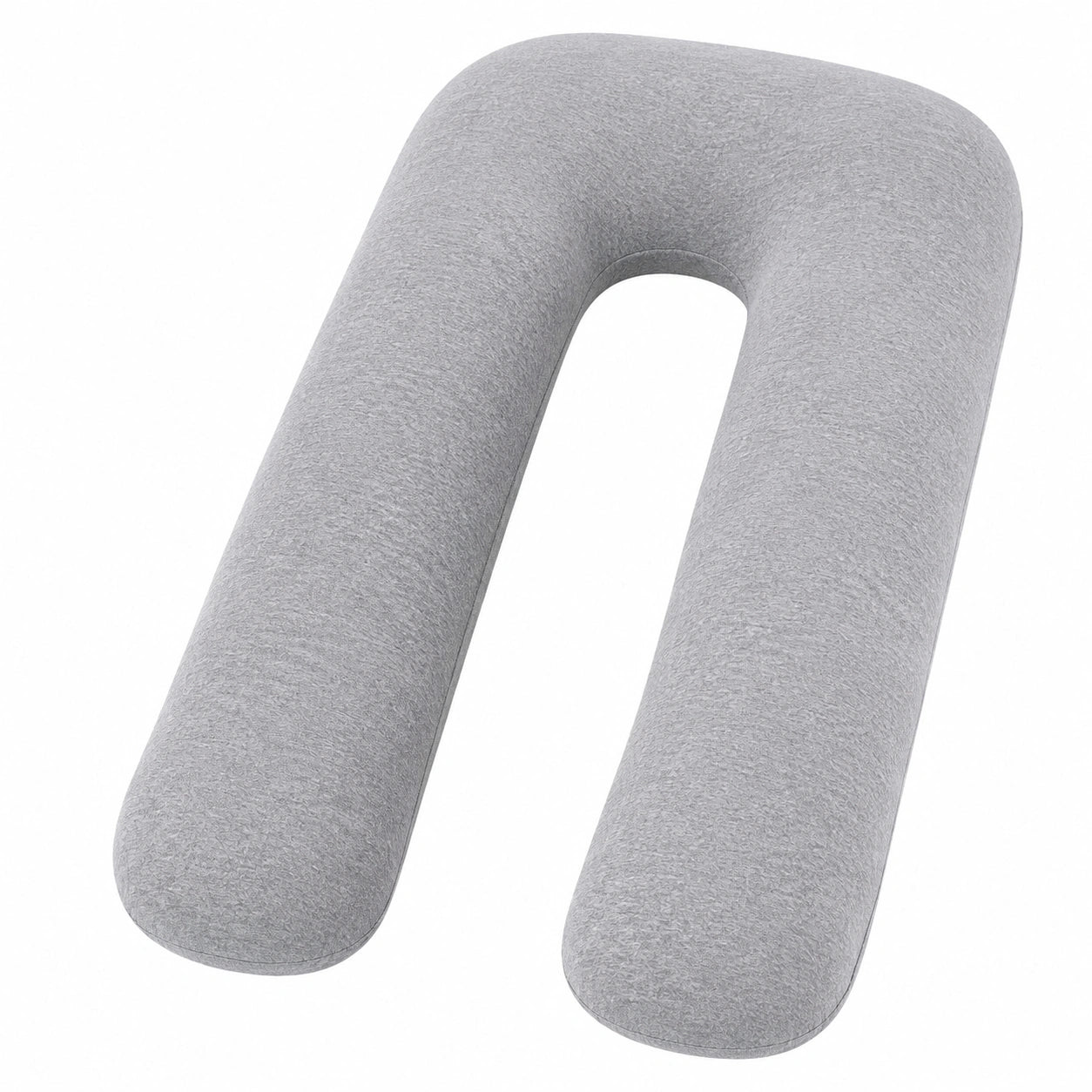 Coussin de grossesse en U 150 cm gris tissu synthétique soutien enveloppant
