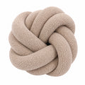 Coussin nœud 30 cm en tissu bouclette beige décoratif