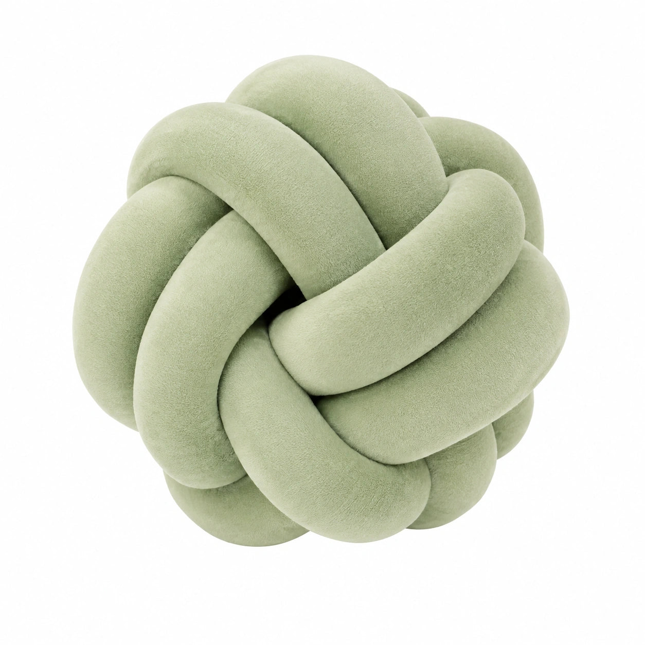 Coussin noué 30 cm en tissu vert sauge décoratif style scandinave
