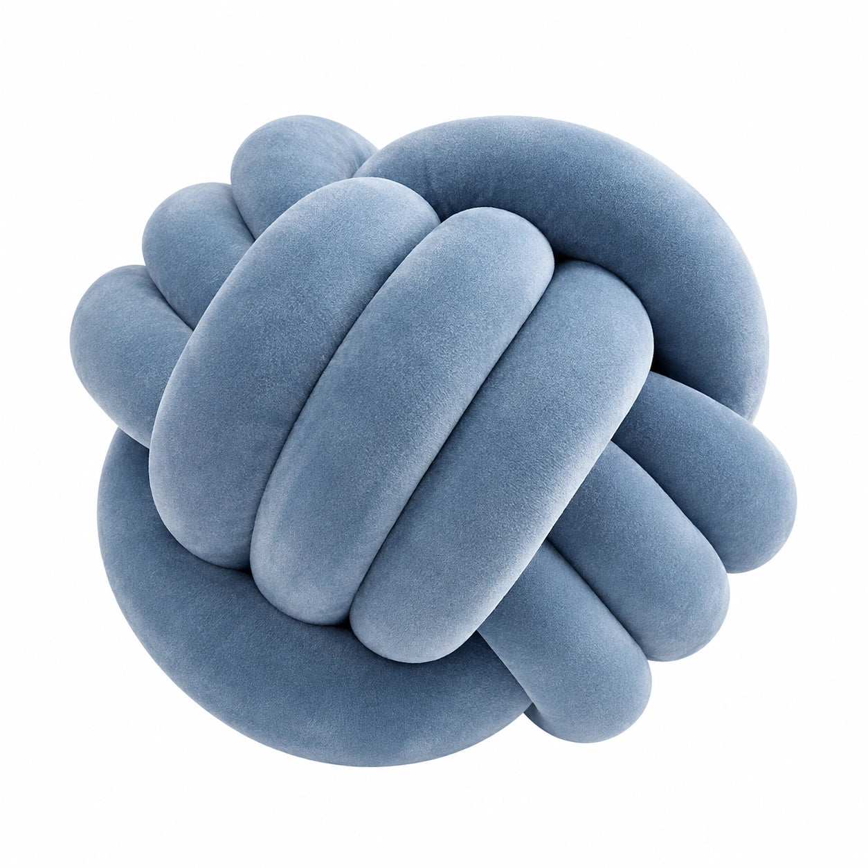 Coussin décoratif nœud 30 cm bleu en tissu effet velours - soutien souple