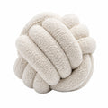 Coussin décoratif noué 35 cm en tissu bouclette blanc cassé
