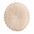 Coussin décoratif rond 40 cm en velours beige pour canapé style plissé