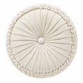 Coussin rond 45 cm en tissu écru décoratif tressé