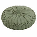 Coussin rond 40 cm en tissu vert sauge à plis décoratifs