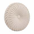 Coussin décoratif rond 40 cm en tissu effet velours beige plissé pour canapé