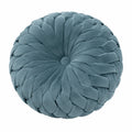 Coussin rond 45 cm en tissu effet velours bleu gris tressé décoratif
