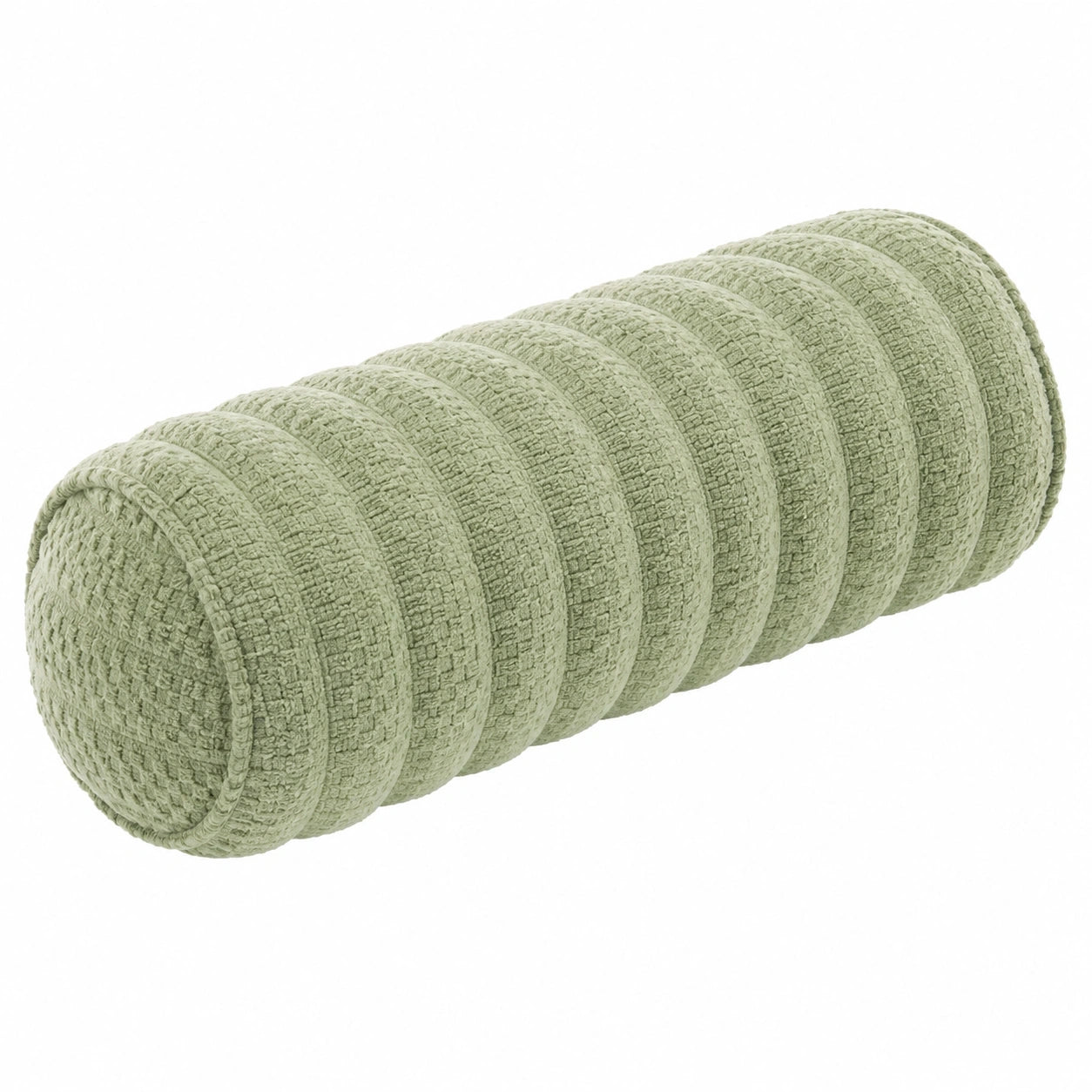 Coussin traversin 15 x 40 cm vert sauge en tissu texturé - soutien décoratif