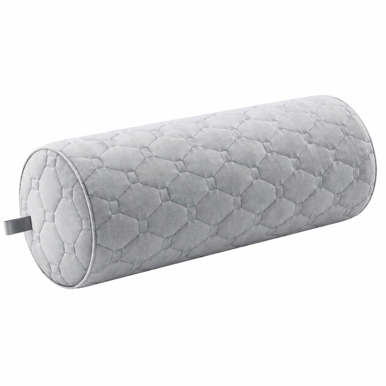 Coussin traversin 15 x 40 cm en velours gris matelassé décoratif