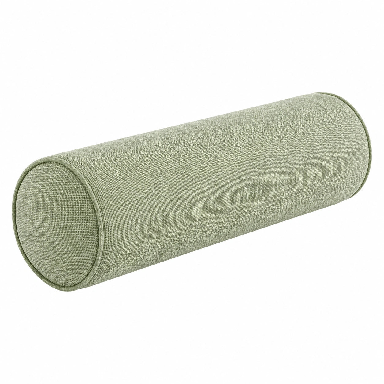 Coussin traversin 15 x 40 cm en tissu vert sauge - cylindrique décoratif