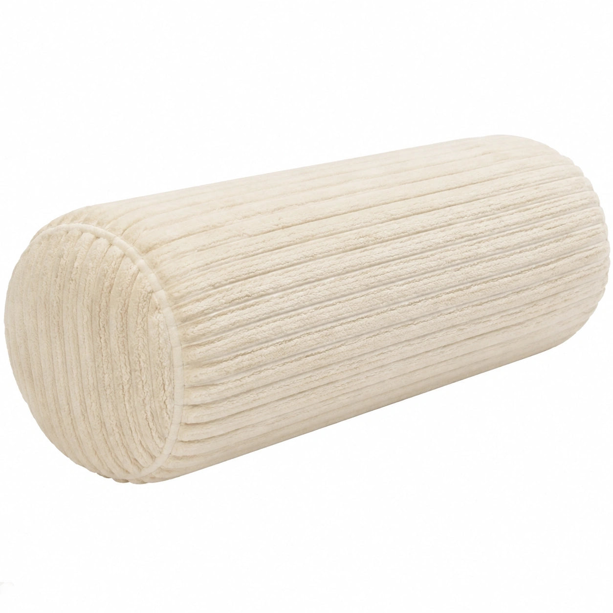 Coussin traversin cylindrique 18 x 50 cm en tissu côtelé crème pour canapé et lit