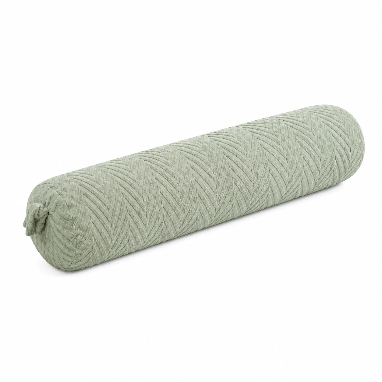 Coussin traversin cylindrique 15 x 50 cm textile vert gaufré - soutien décoratif