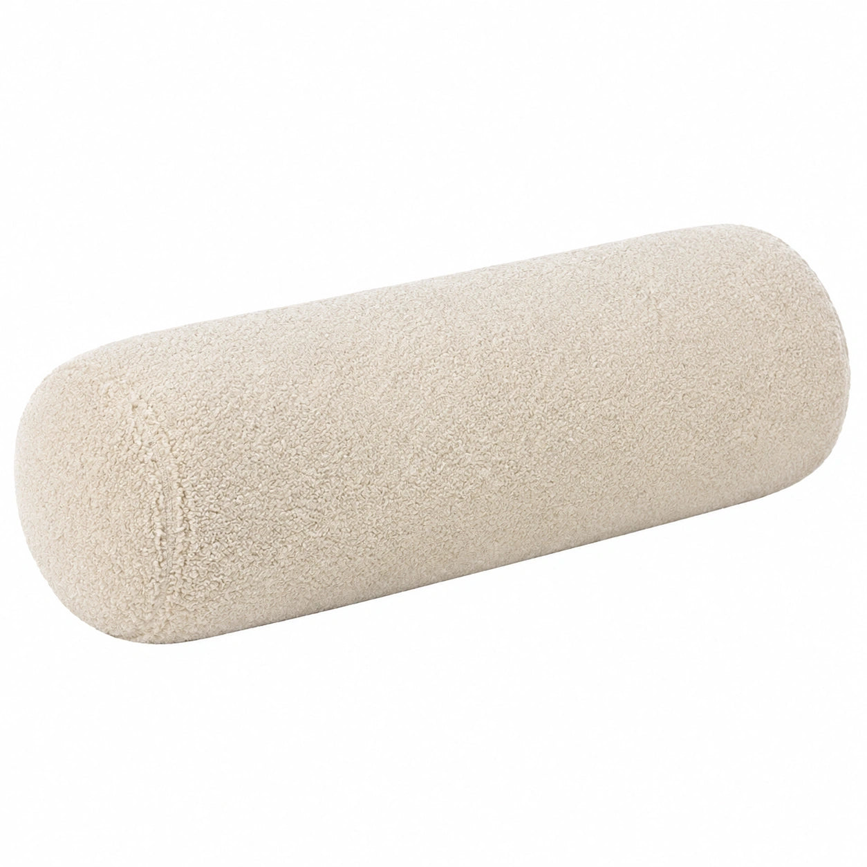 Coussin traversin cylindrique 20 x 50 cm en tissu bouclette écru - soutien décoratif